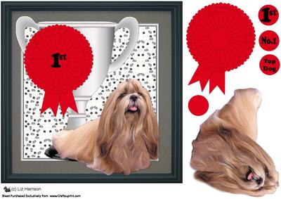 Shih Tzu Trophy and Rosette 8x8 Card