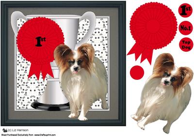 Papillon Dog Trophy and Rosette 8x8 Card