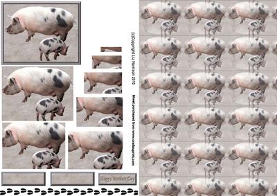 Pig Mum & Piglet Pyramid with Background