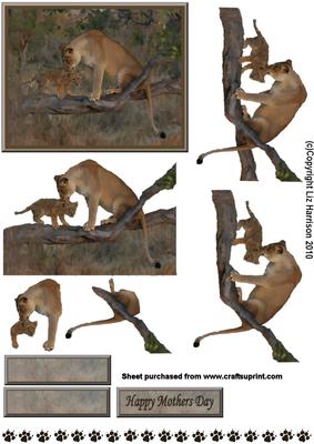 Lioness & Cub 3D Decoupage
