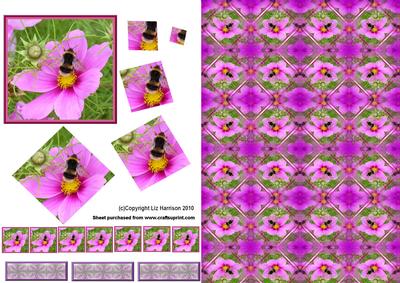 Bee on a Pink Flower Twisted Pyramid with Background