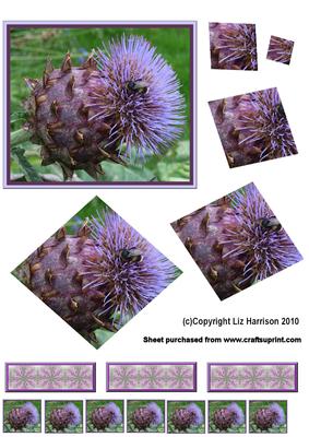 Bee on Scottish Thistle Twisted Pyramid