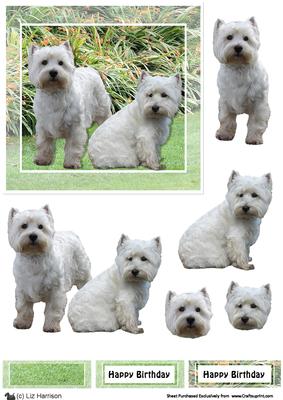 Westie Pair Scene 3D Decoupage
