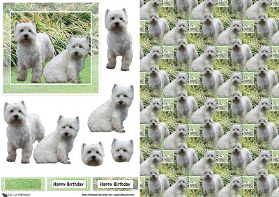 Westie Pair Scene 3D Decoupage & Background
