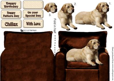 Golden Labrador Arm Chair Card