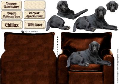 Black Labrador Arm Chair Card