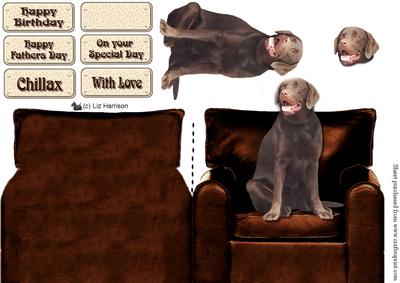 Chocolate Labrador Arm Chair Card