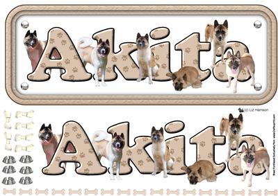 Akita Name Sign 3D Decoupage