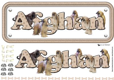 Afghan Hound Name Sign 3D Decoupage