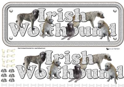Irish Wolfhound Name Sign 3D Decoupage