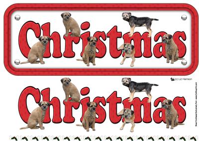 Border Terrier Christmas Name Sign 3D Decoupage