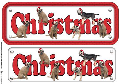 Border Terriers with Hats Christmas Name Sign 3D Decoupage
