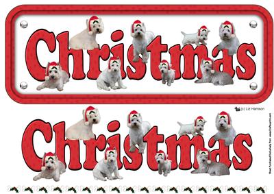 Westies & Hats Christmas Name Sign 3D Decoupage