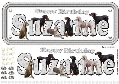 Suzanne Doberman & Weimaraner Name Sign 3D Decoupage