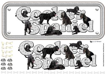 Cocker Spaniel,black, Name Sign 3D Decoupage