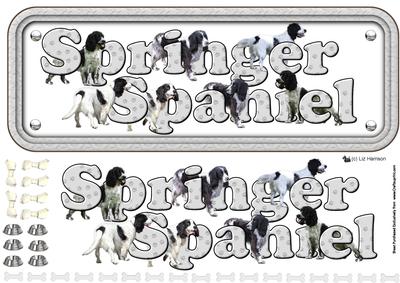 Springer Spaniel ,black & White Name Sign 3D Decoupage