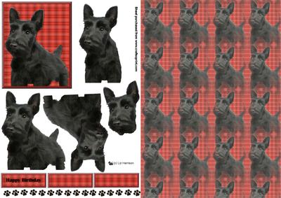 Scottie Puppy 3D Decoupage with Background