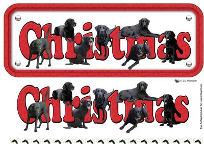 Black Labrador Christmas Name Sign 3D Decoupage
