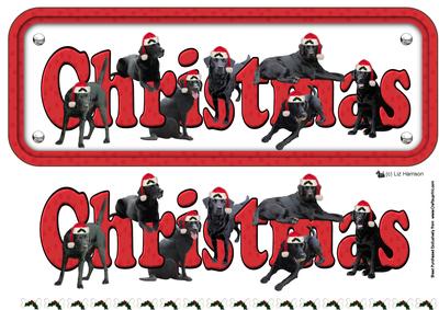 Black Labradors with Hats Christmas Name Sign 3D Decoupage