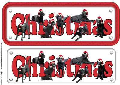 Black Labradors with Hats Christmas Name Sign