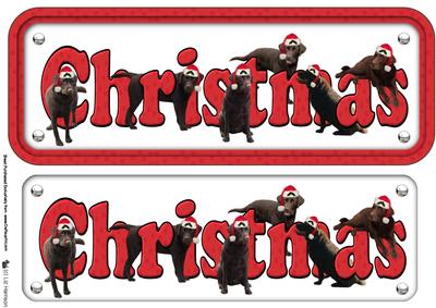 Chocolate Labradors & Hats Christmas Name Sign