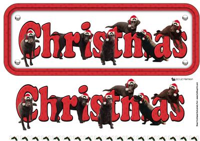 Chocolate Labradors & Hats Christmas Name Sign 3D Decoupage