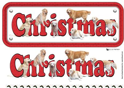 Golden Retriever Christmas Name Sign 3D Decoupage