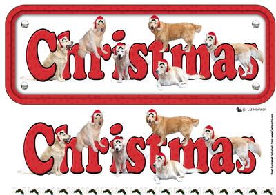 Golden Retrievers & Hats Christmas Name Sign 3D Decoupage