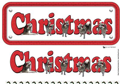 Alaskan Malamute & Hats Christmas Name Sign 3D Decoupage