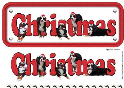 Bernese Mountain & Hats Dog Christmas Name Sign 3D Decoupage