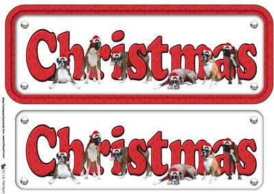 Boxer & Hats Christmas Name Sign