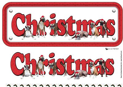 Boxer & Hats Christmas Name Sign 3D Decoupage