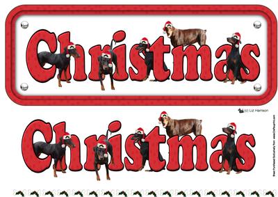 Doberman & Hats Christmas Name Sign 3D Decoupage