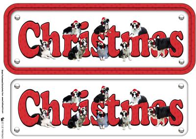 Border Collie & Hats Christmas Name Sign