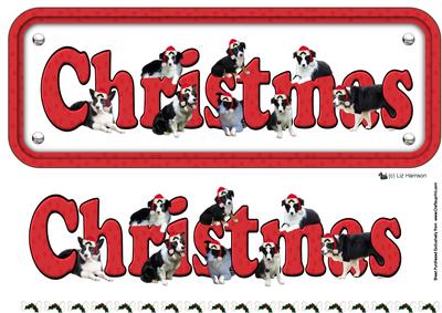 Border Collie & Hats Christmas Name Sign 3D Decoupage