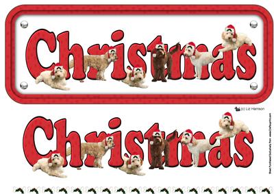 Cockapoo & Hats Christmas Name Sign 3D Decoupage