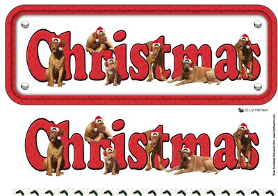 Dogue De Bordeaux & Hats Christmas Name Sign 3D Decoupage