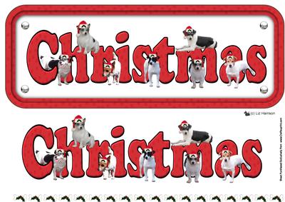Jack Russell Terrier & Hats Christmas Name Sign 3D Decoupage