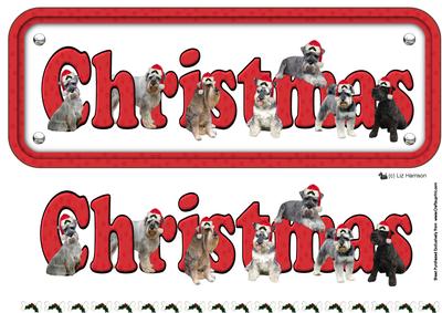 Schnauzer & Hats Christmas Name Sign 3D Decoupage