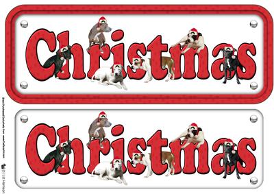 Staffie & Hats Christmas Name Sign
