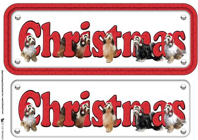 Tibetan Terrier & Hats Christmas Name Sign