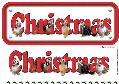 Tibetan Terrier & Hats Christmas Name Sign 3D Decoupage