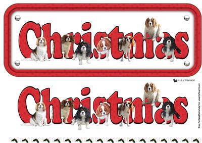 Cavalier Christmas Name Sign 3D Decoupage