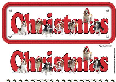 Cavalier & Hats Christmas Name Sign 3D Decoupage