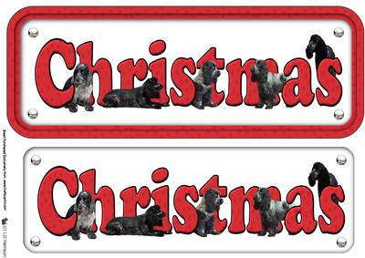 Cocker Spaniel ,black & White , Christmas Name Sign