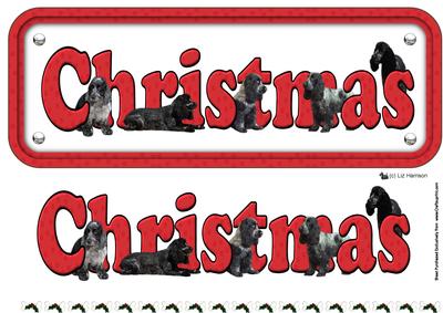 Cocker Spaniel,black & White Christmas Sign 3D Decoupage