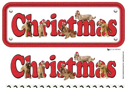 Cocker Spaniel Hats,golden, Christmas Name Sign 3D Decoupage