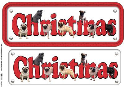 Pug Dog Christmas Name Sign