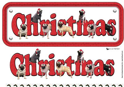 Pug Dog & Hats Christmas Name Sign 3D Decoupage