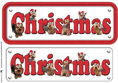 Yorkshire Terrier & Hats Christmas Name Sign